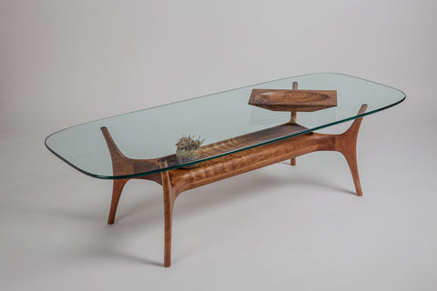 Cherry Glass-Top Coffee Table